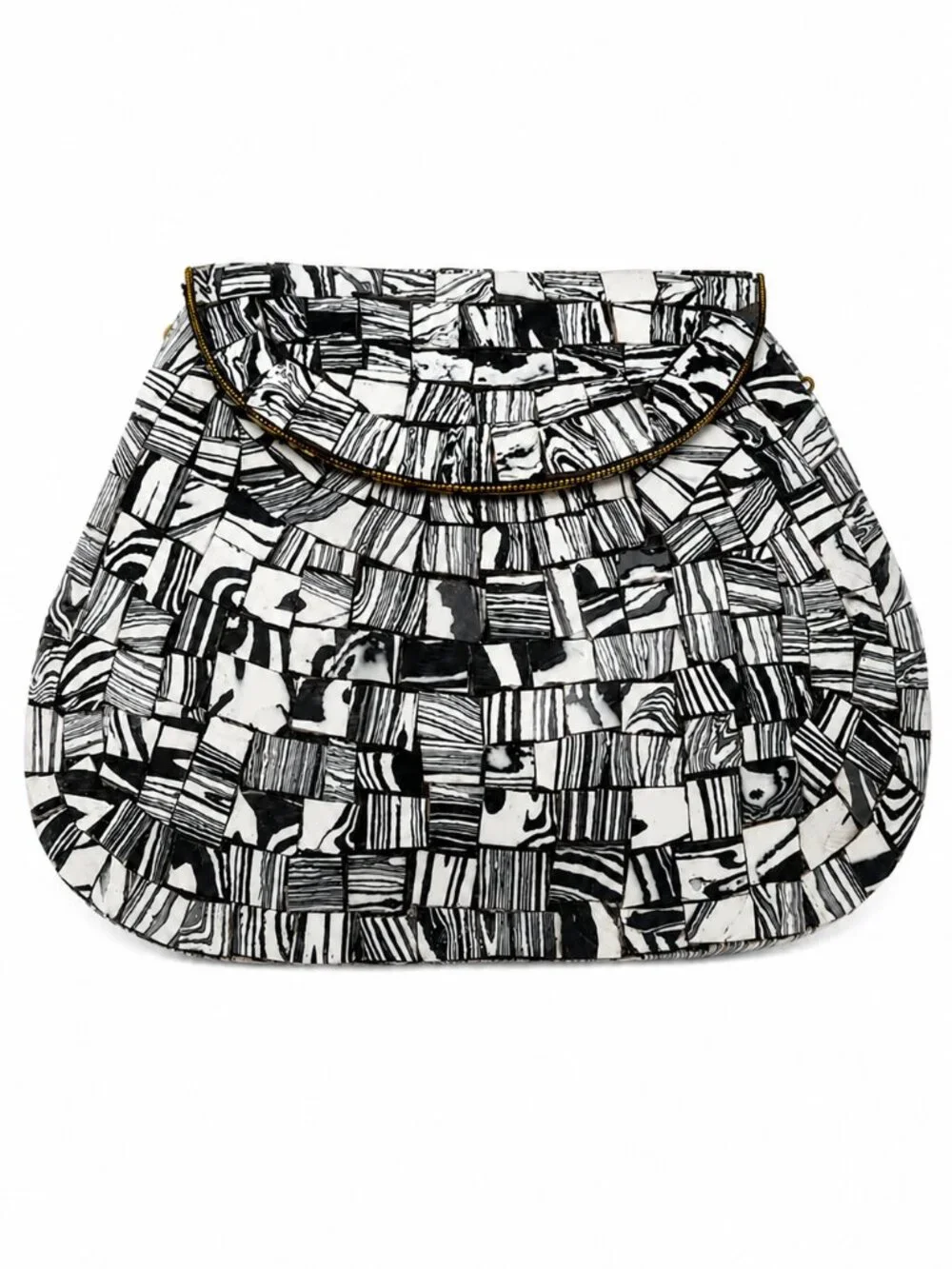 Ramla Handmade Monochrome Mosaic Stone Crossbody Clutch Bag